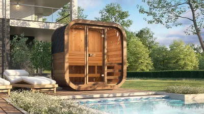Produktbild von Saunahaus Weka Laadi 1 Thermowood inkl. 9 kW Ofen und integrierter Steuerung mit bronzierter Ganzglastüre