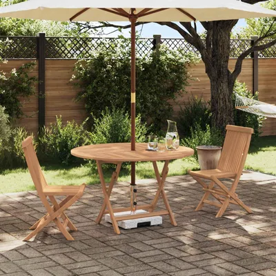 Imagen del producto de Maison Exclusive - Juego de mesa para jardín, 3 piezas, madera maciza de teca natural