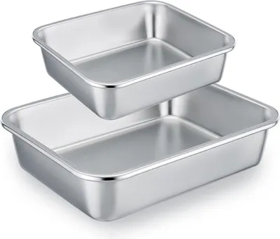Zdjęcie produktu dla Zestaw naczyń do zapiekanek ze stali nierdzewnej Homikit prostokątny 2-pak