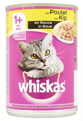 Productafbeelding van Whiskas Adult brokjes blik 12 pack Kip