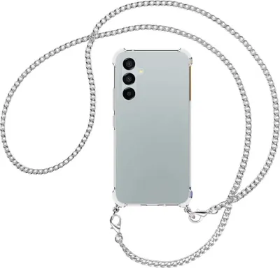 Produktbild von Handykette Backcover-Schutzhülle mit Band (Metall silberfarben) für Samsung Galaxy A54 5G (6.4'') - silberfarbene Kette