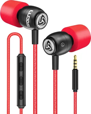 Produktbild von Ludos Clamor In-Ear Headphones with Cable and Microphone, 5 Year Warranty, Bass, Premium Audio Quality, Memory Foam, Reinforced Cable, Volume Control
