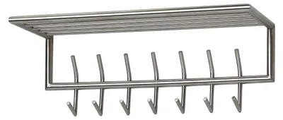 Produktbild von Wandgarderobe aus Metall in Silber 74,5x29x30 cm mit Ablage und Hakenleiste