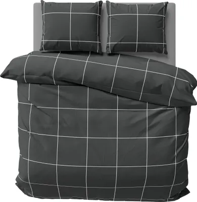Produktbild von Winter Biber Bettwäsche 200x220 cm kariert anthrazit kuschelig Flanell Baumwolle