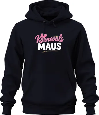 Produktbild von Karnevals Maus Fasching Rosa Glitzer Mäuschen Fasching Köln Party Uni Hoodie Kapuzenpullover, Navy, L