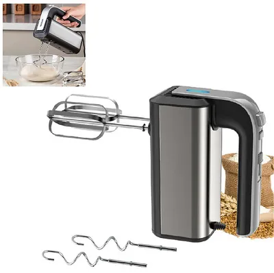 Produktbild von Eierschläger, Handmixer, 800 W, elektrischer Milchaufschäumer, 5 Geschwindigkeiten, mit 2 Knethaken
