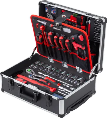 Produktbild von Primaster Werkzeugkoffer-Trolley WK156 rollbar mit Teleskopgriff 156-teilig