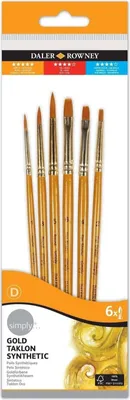Obrázok produktu pre Daler Rowney Simply Acrylic Brush Gold Taklon Synthetic Sada štetcov 6 ks