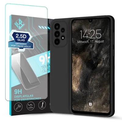 Produktbild von Hülle für Samsung Galaxy A33 5G mit 9H Displayglas Displayschutz Case Cover Bumper Smartphone Softgrip Schutzhülle Farbe: Schwarz