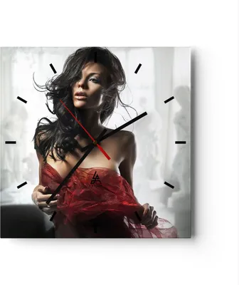 Produktbild von Wanduhr - Quadrat - Glasuhr - Schönheit Körper Kleid Eleganz - 40x40cm - Schleichendes Uhrwerk - Lautlos - zum Aufhängen bereit - Dekoration Modern - Wanddekoration aus Glas - C3AC40x40-2142