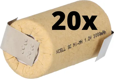 Produktbild von 20x XCell Sub-C Hochleistungsakku mit Z- Lötfahne - 1,2V 3000 mAh Ni-MH