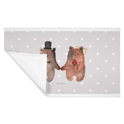 Produktbild von Mr. & Mrs. Panda Flauschtuch Bär Heirat - Grau Pastell - Geschenk, 50x100 Handtuch, kleines, Verheiratet Heirate Hochzeit Hochzeitsgeschenk Hochzeitspaar, Frotteehandtuch