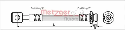 Produktbild von METZGER 4110602 Bremsschlauch für CHEVROLET MATIZ (M200, M250) für DAEWOO Matiz Schrägheck (M100, M150)