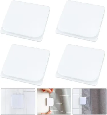 Obrázok produktu pre 4 ks Spony na sprchový záves Plastové samolepiace Spony na sprchový záves Spony na stenu Sprchový záves Biely Spony na sprchový záves Spona na sprchový záves proti striekaniu Bez vŕtania Spona na ochranu proti striekaniu Kúpeľňa