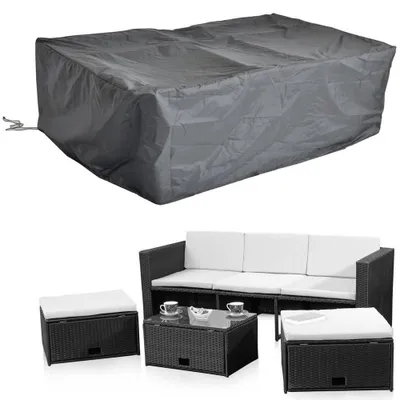Image de Housse de protection pour meubles de jardin - Noire, résistante aux intempéries, dimensions : 247 x 130 x 108 cm
