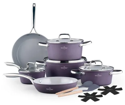Obrázok produktu pre Sada na varenie Swiss Haus SH-CC4014T, 14 ks, Sapphire-keramická, indukčná, do rúry do 220 °C, bez PFAS, fialová