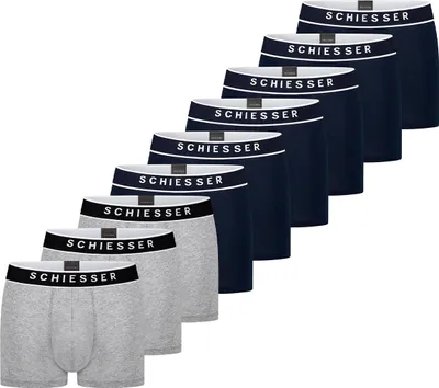 Produktbild von Schiesser 9er Pack 95/5 Organic Baumwolle Retro Short / Pant Körpernahe Shorts mit Webgummibund , Kontraststarke Logo-Prägung am Bund, Elastische Single-Jersey-Qualität