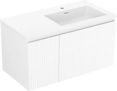 Immagine prodotto di Mexen Rivel mobile da bagno 90 cm con lavabo Otis destro, 1S, 1D, scanalato, bianco opaco - 91A23-09047-3-BBFF01-W18P01