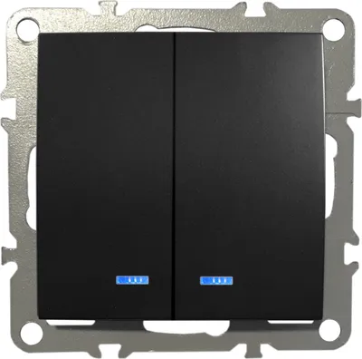 Produktbild von 2-Fach Schalter Lichtschalter Doppel-Schalter Kontrollleuchte Unterputz 220-250V 10A Schwarz Matt