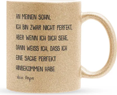 Produktbild von 22Feels Glitzertasse Gold Sohn Geschenk von Papa Geburtstag 18 Jahre Kinder Jungs Abitur Master Uni Abschluss Bachelor Weihnachten Haferl Firmung Konfirmation Teenager Geschenkidee Bürotasse