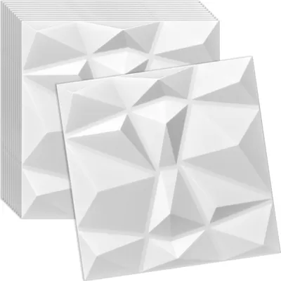 Produktbild von Verdico | 3D Wandpaneel Polystyrole - 50x50 cm - Weiß - Stilvolles Design - 12 Stück im Set, Wand- & Deckenverkleidung