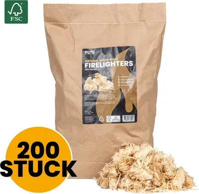 Produktbild von PyroProducts® Anzündwolle – 200 Stück / 2 kg Vorteilspack – Anzündhilfen für Grill, Kamin – Lange Brenndauer –