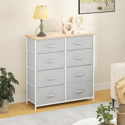 Produktbild von YITAHOME Kommode mit 8 Stoffschubladen Schubladenschrank, Metallrahmen, 85,6 x 30 x 89cm, Hellgrau