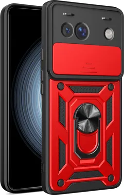 Produktbild von Hülle für Google Pixel 10 /Pixel 10 Pro Magnetische Ring Ständer Halter Dia Kameraschutz TPU Bumper Silikon Schutzhülle Rot