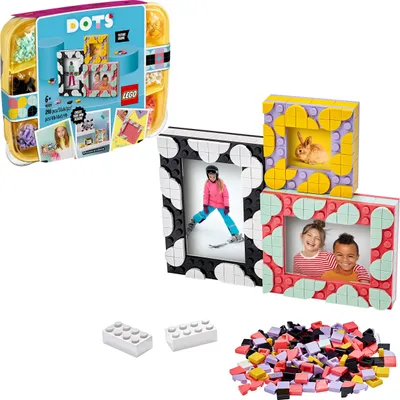 Produktbild von LEGO 41914 DOTS 3 Bilderrahmen Set mit bunten Steinchen, Kinderzimmer-Deko, DIY Bilderrahmen, Bastelset für Kinder