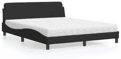 Produktbild von vidaXL Bett mit Matratze "Dover" Schwarz 160x200 cm Samt