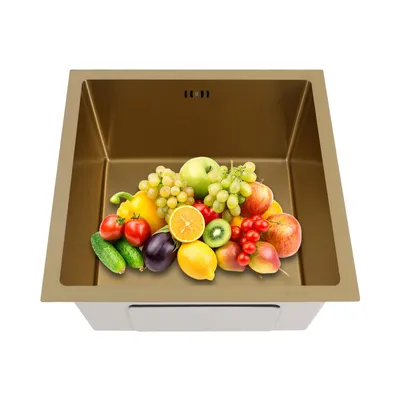 Obrázek produktu pro Kuchyňský dřez 45*45*22cm multifunkční dřez z nerezové oceli (zlatý)