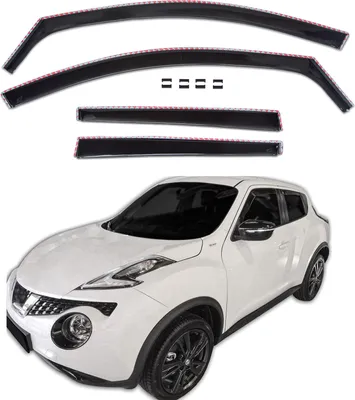 Produktbild von J&J AUTOMOTIVE | GP Windabweiser Für Nissan Juke 2010-2018 4tlg, GP Regenabweiser, Schwarz, Getönt, Aerodynamisch, Einfache Montage, Befeistigung mit Clips