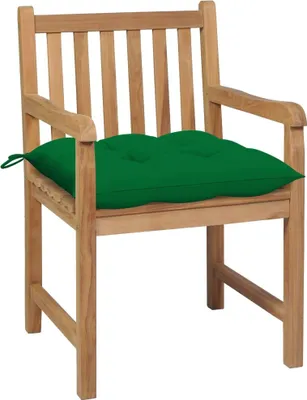 Productafbeelding van vidaXL Tuinstoelen, 2 stuks, met groene kussens, massief teakhout