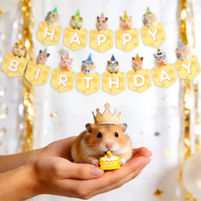 Hamster-Geburtstagsbanner, Partyzubehör, 1 Stück