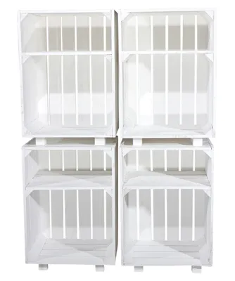 Produktbild von 8er Set Neuer weißer Nachttisch 30,5cm x 40cm x 54cm Nachtschrank Abstelltisch Regalkiste Apfelkiste/Weinkiste/Obstkiste weiss Tisch Ablage Landhaus klassisch