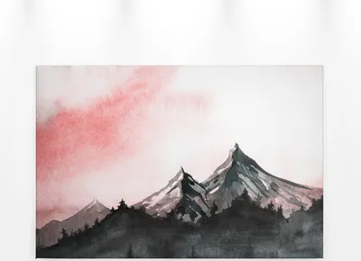 Produktbild von Berge Leinwandbild Rot Weiß 90x60 DD120294 Keilrahmenbild Malerei Wandbild