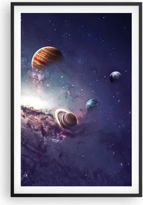 Produktbild von Gerahmtes Poster - Schwarzer Rahmen - Kosmos Planeten die Sterne - 61x91,5 cm - Wand Bild - Wanddeko - Wandbilder - Kunstposter - Wandposter - Bilderrahmen - Bilder - Kunstdruck - P2BPA61x91-4851