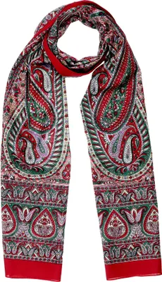 Produktbild von Baumwollschal Paisley groß klein allover 175x50cm Muster10 rot Sommerschal Halstuch