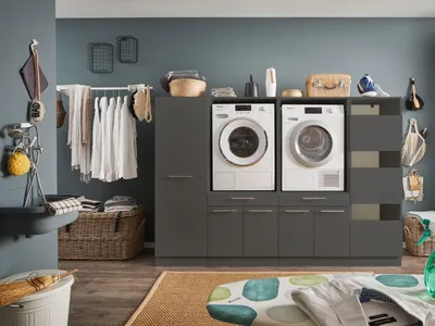 Produktbild von Waschmaschinenumbauschrank >LAUNDREEZY< in anthrazit - 235x162x67,5 (BxHxT)