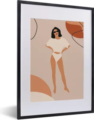 Produktbild von MuchoWow® Gerahmtes Poster Sommer - Frau - Pastell 30x40 cm - Poster mit Schwarzem Bilderrahmen Wandposter Rahmen Foto Bilder - Wandposter Schlafzimmer