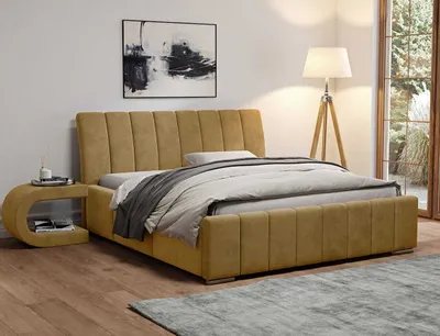 Produktbild von AGMAT Polsterbett PANAMA mit Kopfteil,160 x 200 cm, Doppelbett mit Bettkasten und Lattenrost aus Metall, Velourstoff: Braun