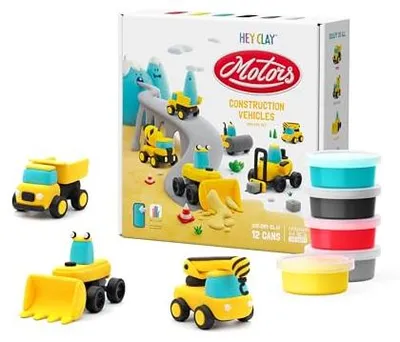Obrázok produktu pre Sada modelovacích hračiek Tomy – HEY CLAY Construction 12 farieb – kreatívne tvorenie