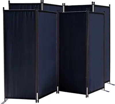 Produktbild von 2 Stück Paravent 4 Teilig 165 x 220 cm Schwarz - Garten & Balkon Sichtschutz Stellwand Innen & Außen - Raumteiler Trennwand Faltbar Blickdicht & Wetterfest