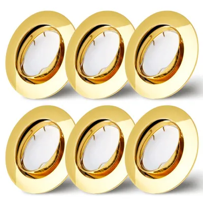 Produktbild von 6er Set Einbaustrahler Gold Ø75mm Lochbohrung mit LED Modul 5 Watt 400 Lumen Warmweiß 2700K ultra flach 30mm schwenkbar