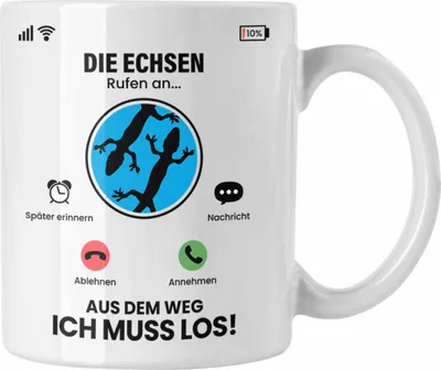 Produktbild von Trendation - Die Echsen Rufen An Tasse Geschenk für Echsen Züchter Besitzer Geschenkidee Lustig Spruch (Weiß)