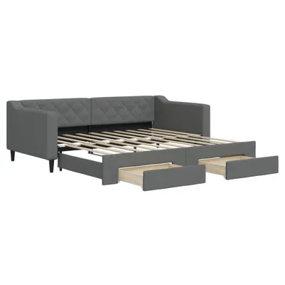 Obrázek produktu pro vidaXL Rozkládací postel se zásuvkami Dark Grey 90x190 cm Látka