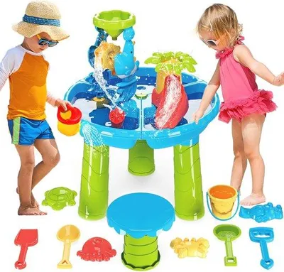 Produktbild von Famanu 4-in-1 Wasserspeiltisch für Kinder – Sand- und Wasseraktivitätstisch für draußen