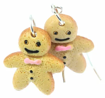 Produktbild von Lebkuchenmann Ohrringe Miniblings Hänger Weihnachten Stutenkerl Keks Schleife