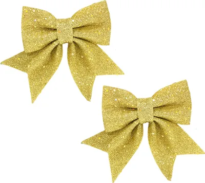 Produktbild von 2 Stück wiederverwendbare, glitzernde Schleifen zum Selbermachen für Weihnachtsbaum, Geschenkboxen und Kränze – ideal für festliche Anlässe.
