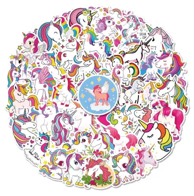 Einhorn-Sticker, 50 Stück, wasserdicht, für Laptop, Skateboard, Gepäck